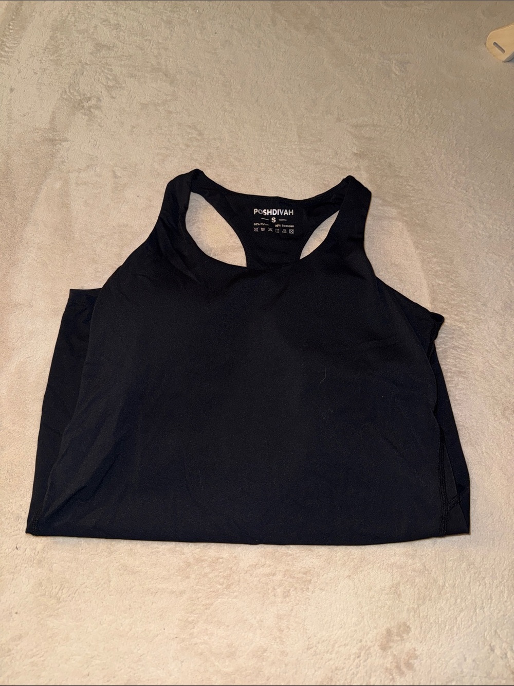 PoshDivah Black Racerback Sports Bra Tank